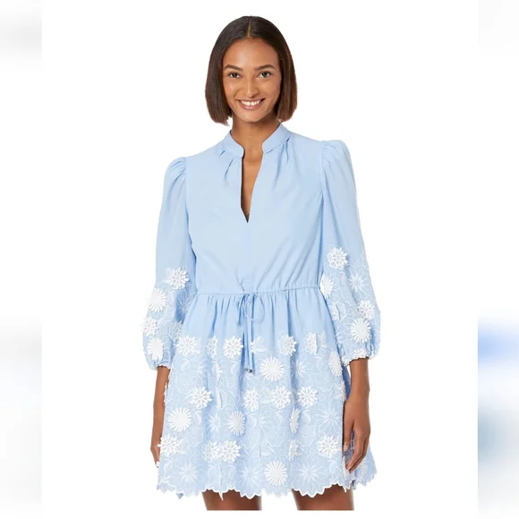 sachin and babi light blue dress Milly Rose Embroidered Cotton Crop Top main image 1